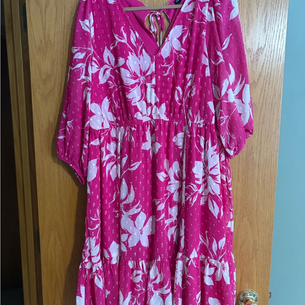 Torrid Fuchsia and White Floral Dress